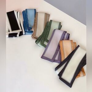 8pc Luxury Silk Twilly Scarf Set NWT Quiet Luxury Old Money Hair Handbag Scarves